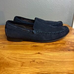 John Varvatos Suede Moc Toe Loafers Mens Size 12‎ Navy Boat Driving Shoes